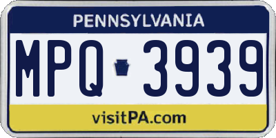 PA license plate MPQ3939