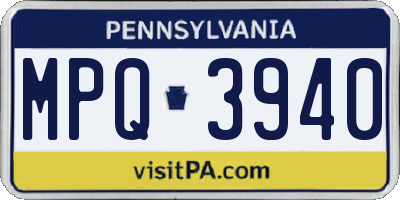 PA license plate MPQ3940