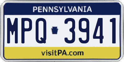 PA license plate MPQ3941