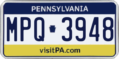 PA license plate MPQ3948