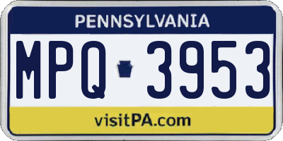 PA license plate MPQ3953