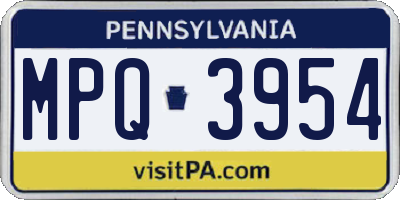 PA license plate MPQ3954