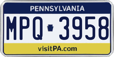 PA license plate MPQ3958