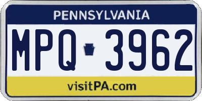 PA license plate MPQ3962