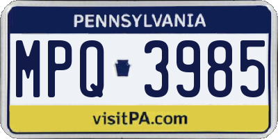 PA license plate MPQ3985