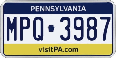 PA license plate MPQ3987