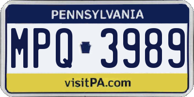 PA license plate MPQ3989