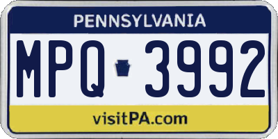 PA license plate MPQ3992