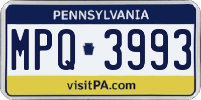 PA license plate MPQ3993