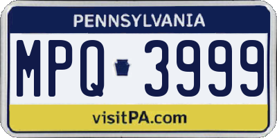 PA license plate MPQ3999