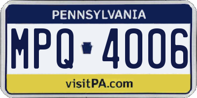 PA license plate MPQ4006