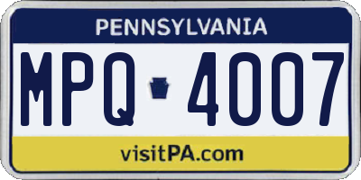 PA license plate MPQ4007