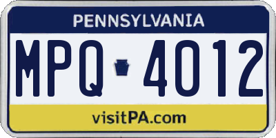 PA license plate MPQ4012