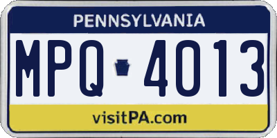 PA license plate MPQ4013
