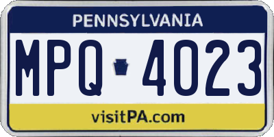 PA license plate MPQ4023
