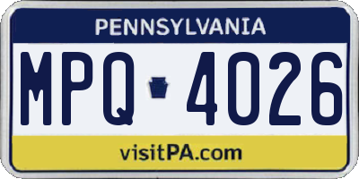 PA license plate MPQ4026