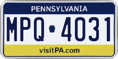 PA license plate MPQ4031