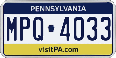 PA license plate MPQ4033