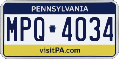 PA license plate MPQ4034