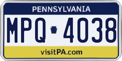 PA license plate MPQ4038