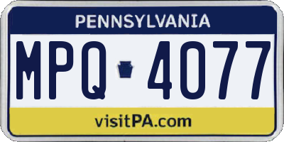 PA license plate MPQ4077