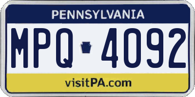 PA license plate MPQ4092