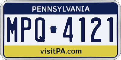 PA license plate MPQ4121