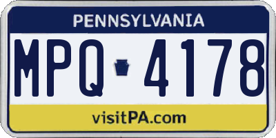 PA license plate MPQ4178
