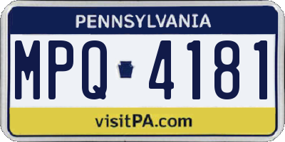PA license plate MPQ4181