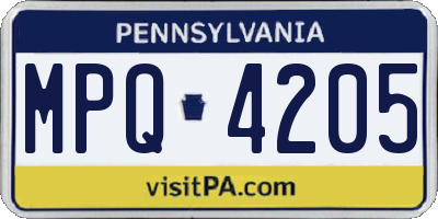 PA license plate MPQ4205
