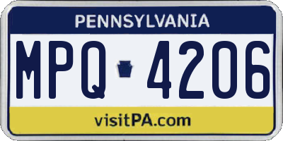 PA license plate MPQ4206