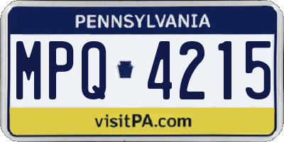 PA license plate MPQ4215