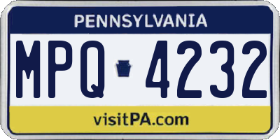 PA license plate MPQ4232
