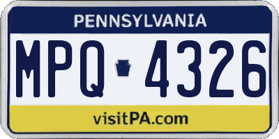 PA license plate MPQ4326