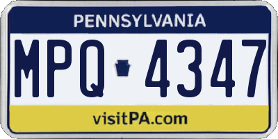 PA license plate MPQ4347