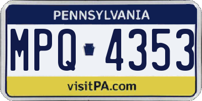 PA license plate MPQ4353