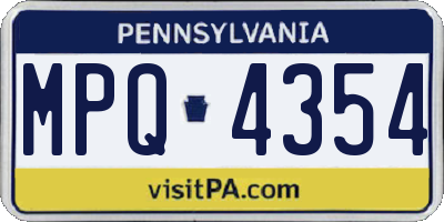 PA license plate MPQ4354