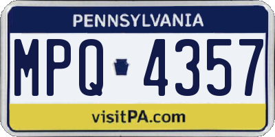 PA license plate MPQ4357