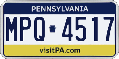 PA license plate MPQ4517