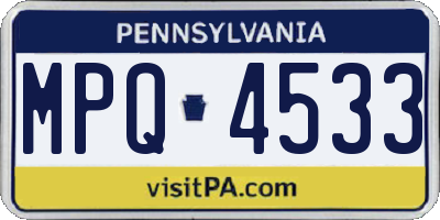 PA license plate MPQ4533
