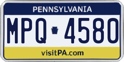 PA license plate MPQ4580