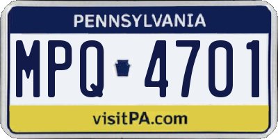 PA license plate MPQ4701