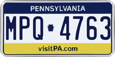 PA license plate MPQ4763