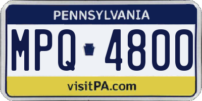 PA license plate MPQ4800