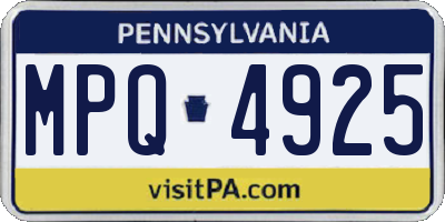 PA license plate MPQ4925