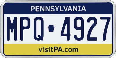 PA license plate MPQ4927