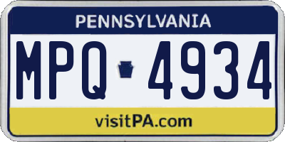 PA license plate MPQ4934