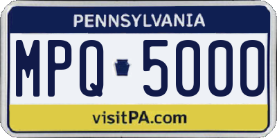 PA license plate MPQ5000