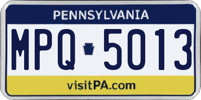 PA license plate MPQ5013