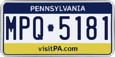 PA license plate MPQ5181